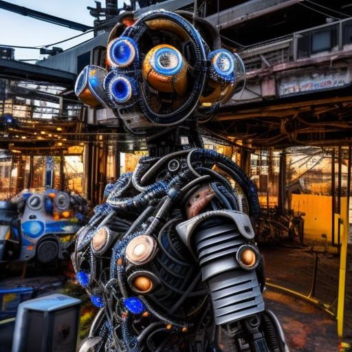 Cyberpunk Weirdo Robot at Junkyard No.999