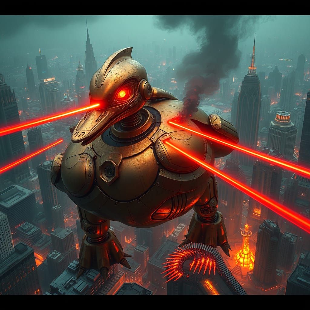Robot Duck Rampage: Laser Vision in Metropolis
