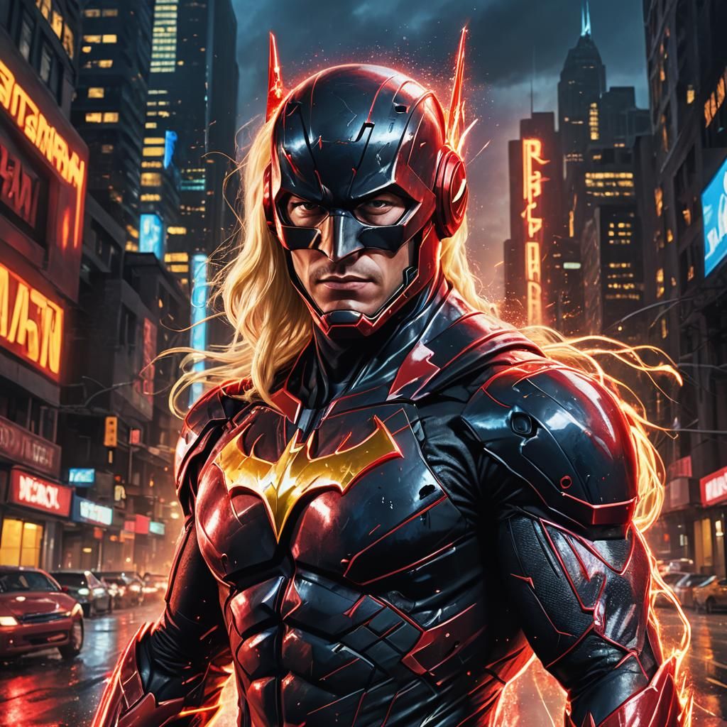 The Flash as Batman in Gotham: Hyperrealistic Art