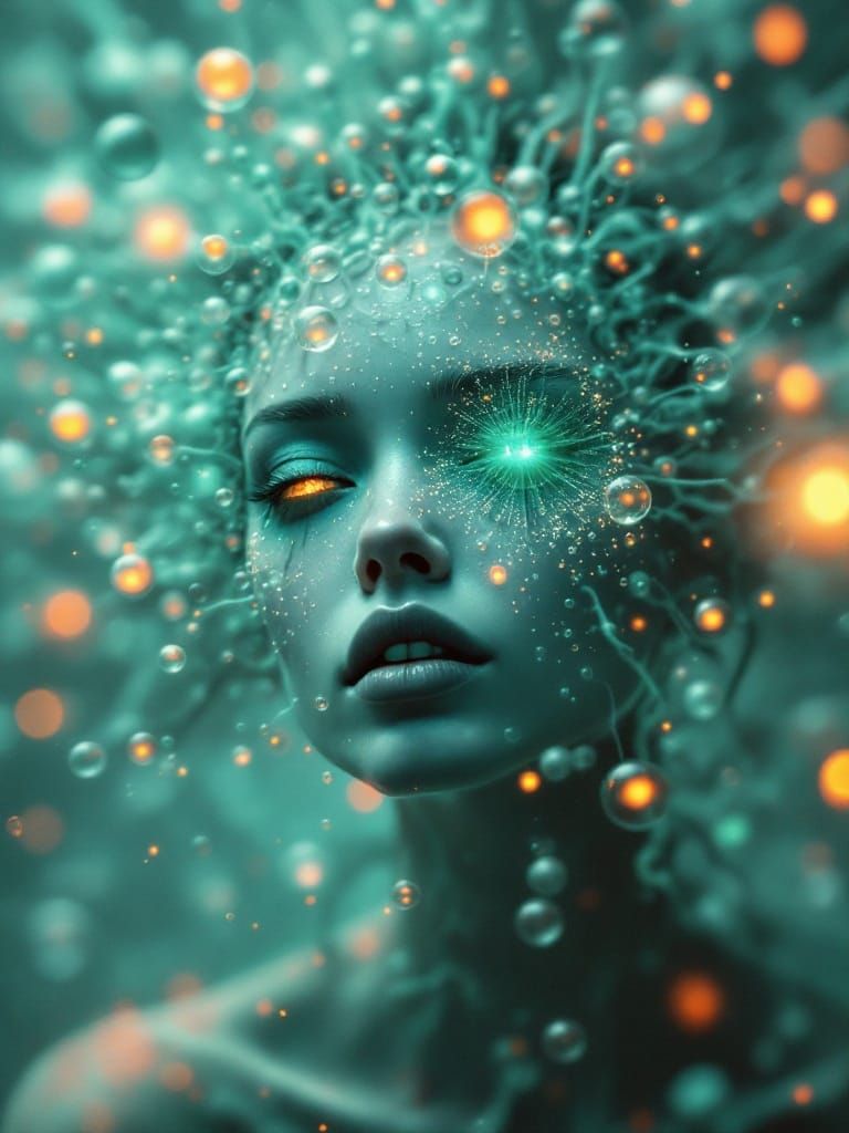 Superfluid Helium Eyes Character Design in Photogram Style