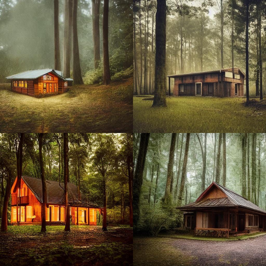 Rainy Forest House: Professional Photography with Bokeh