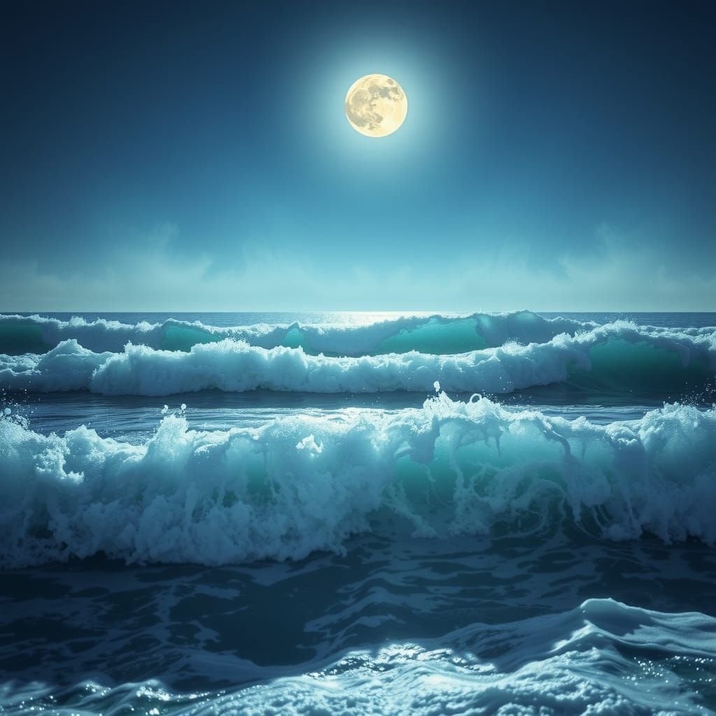 Moonlit Ocean Waves: A Flux of Light