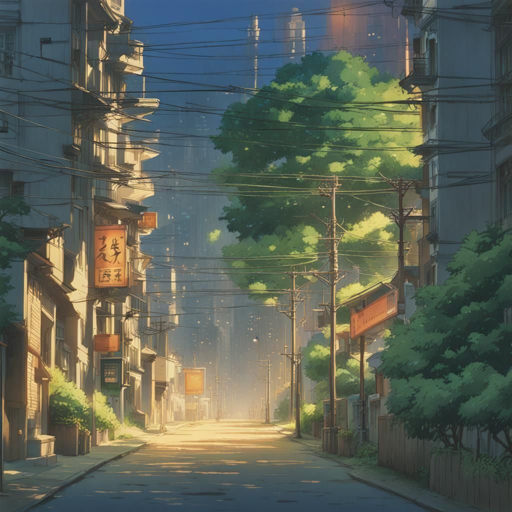 Anime Cityscape in Studio Ghibli Style