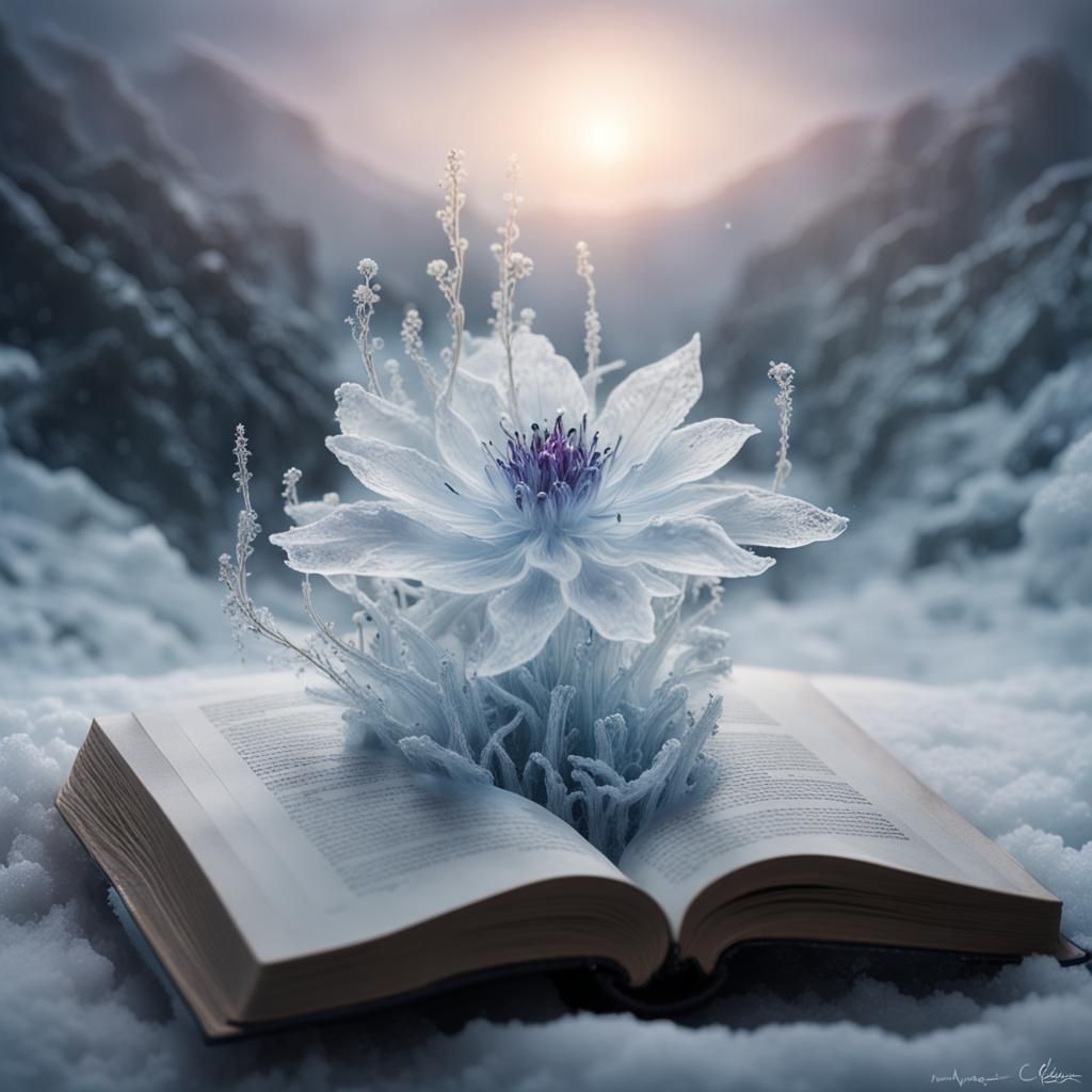 Ice Flower Book in Detailed Winterscape
