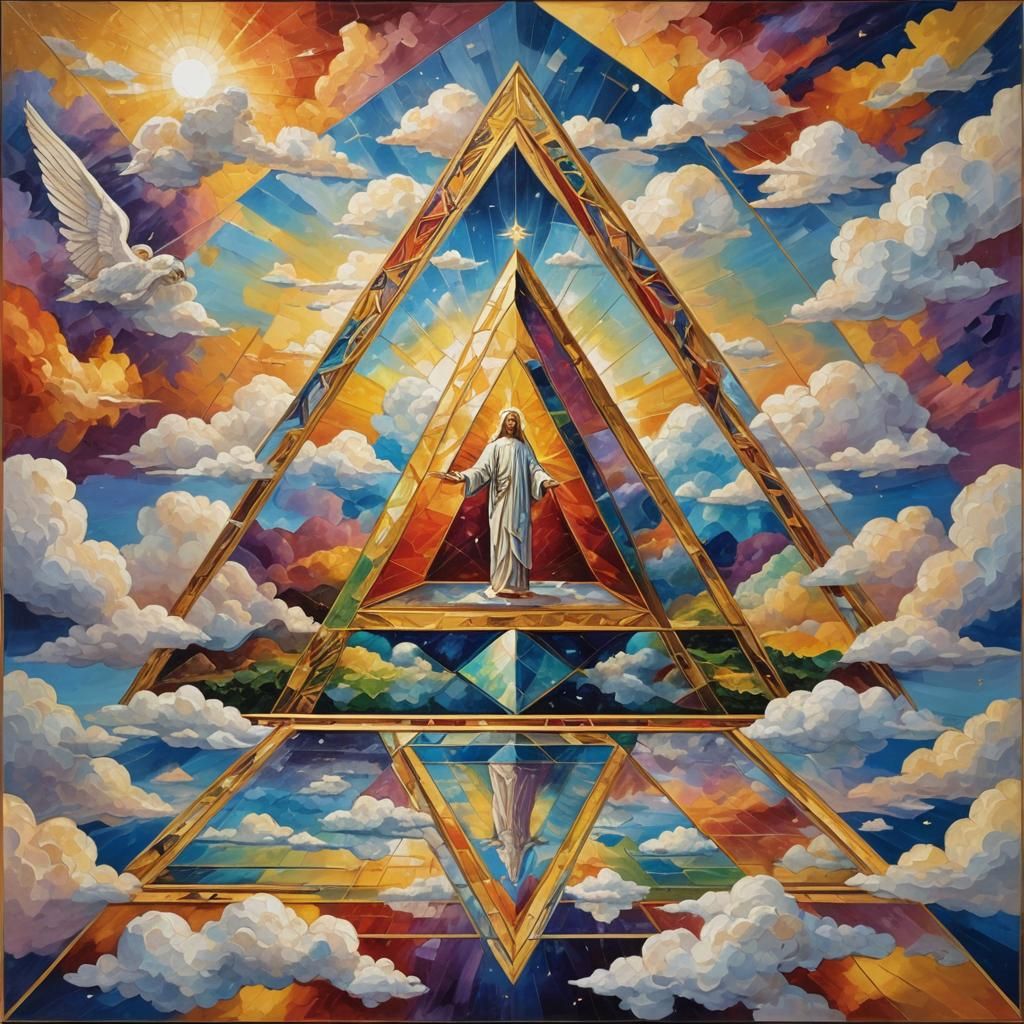 Sacred Geometry: Jesus and Mary in Expressionist Style