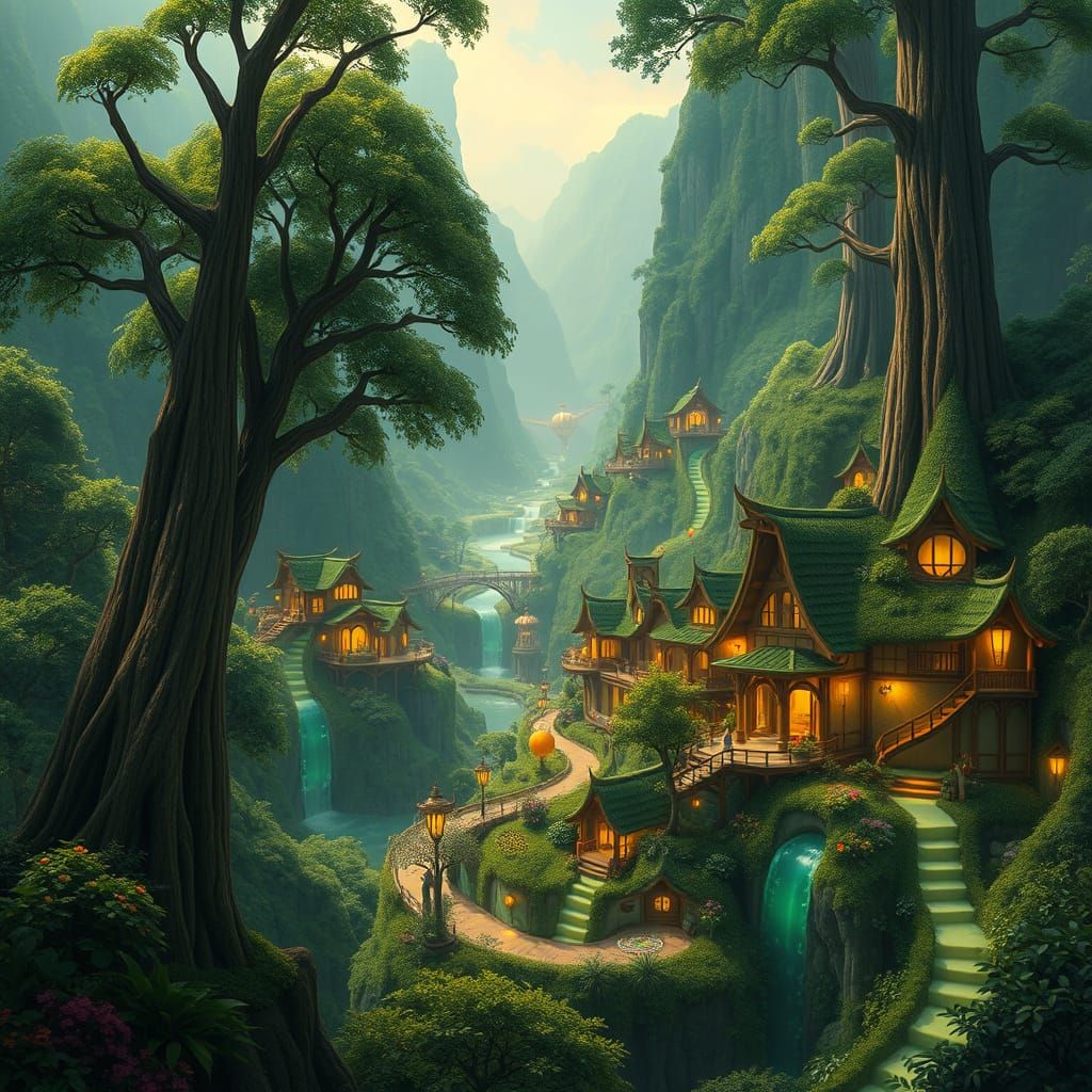 Ethereal Eco-Friendly Village in Vibrant Valley