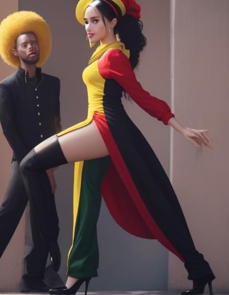 Reggae Portrait in Yellow, Red, Green, and Black