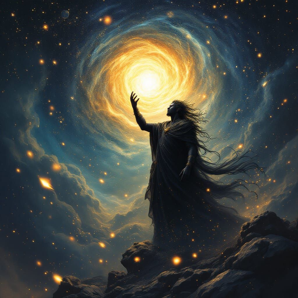 Black God Illuminating the Cosmos with Lantern