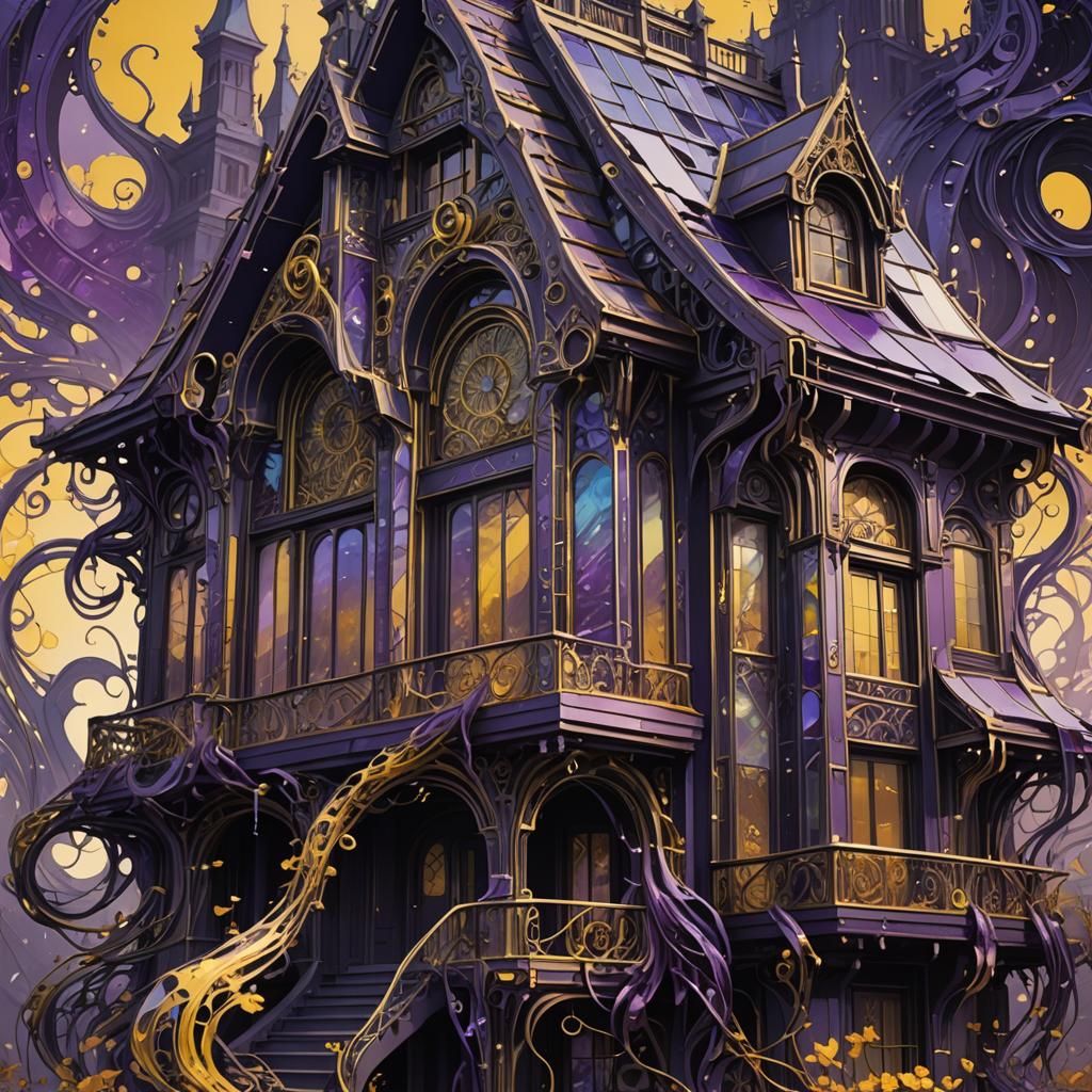 Glass Cassette Tape House in Dark Fantasy Style