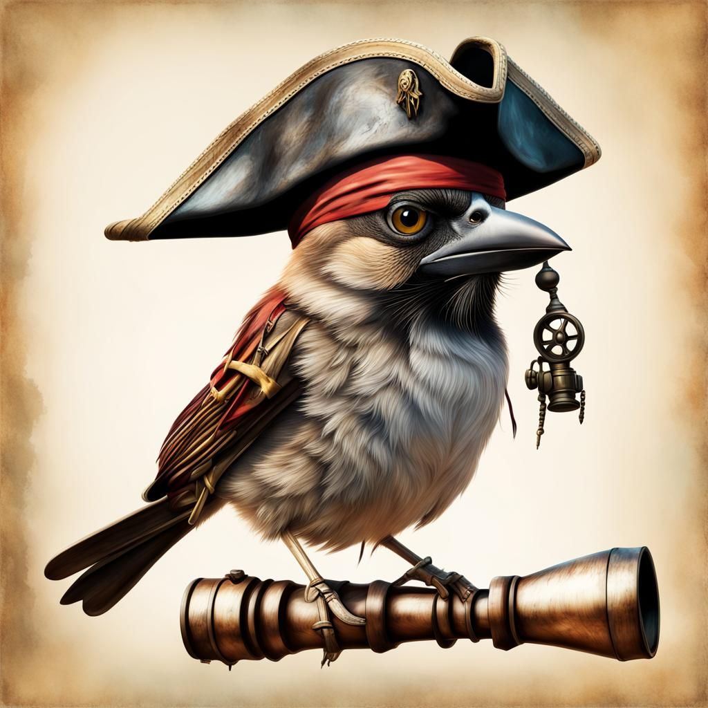 Pirate Sparrow with Spyglass: Digital Matte Painting