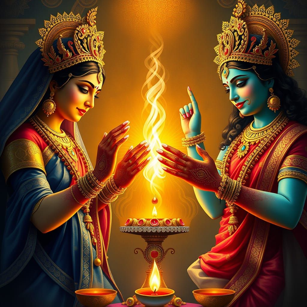 Lakshmi and Durga in Golden Splendor