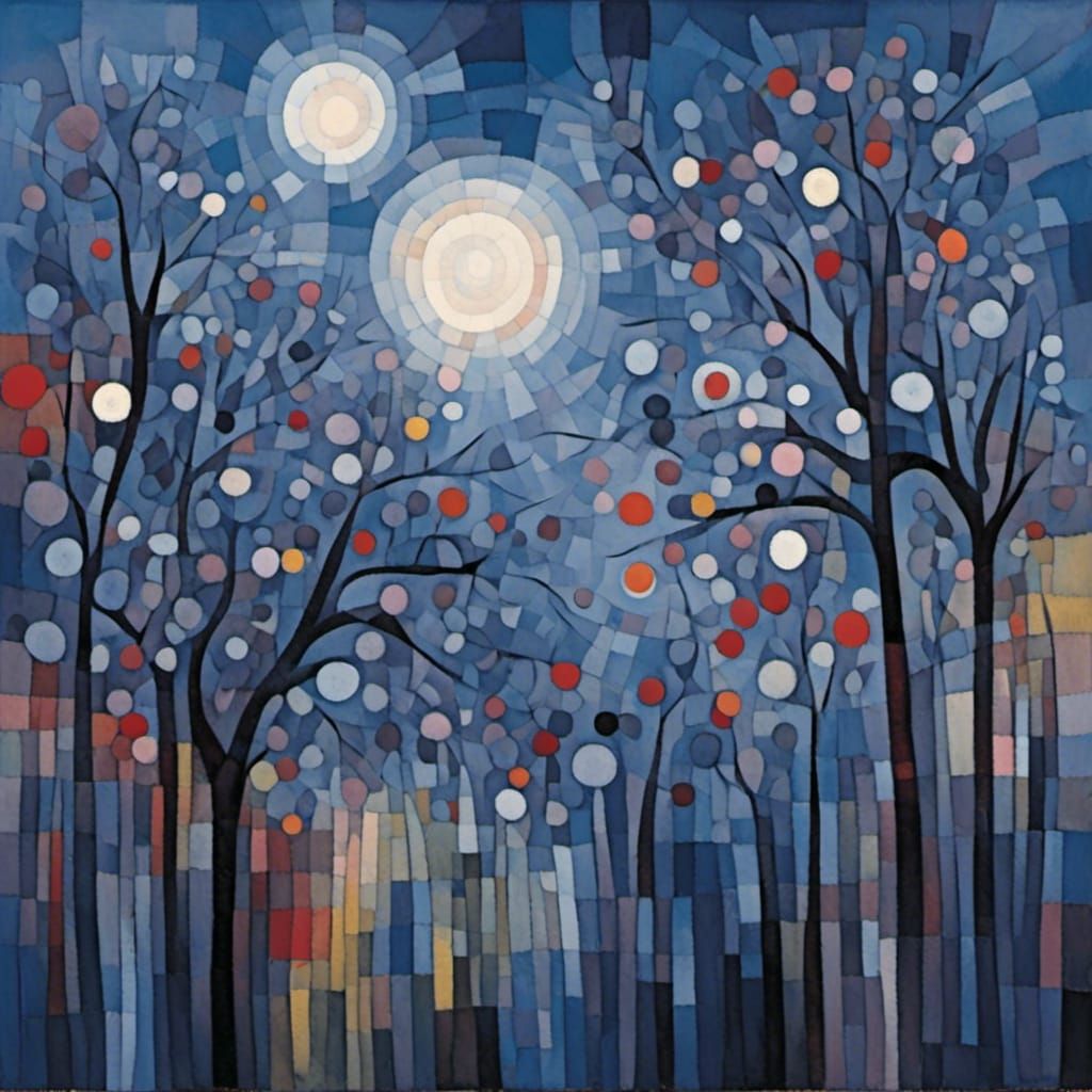 Twilight Garden in Abstract Expressionist Style