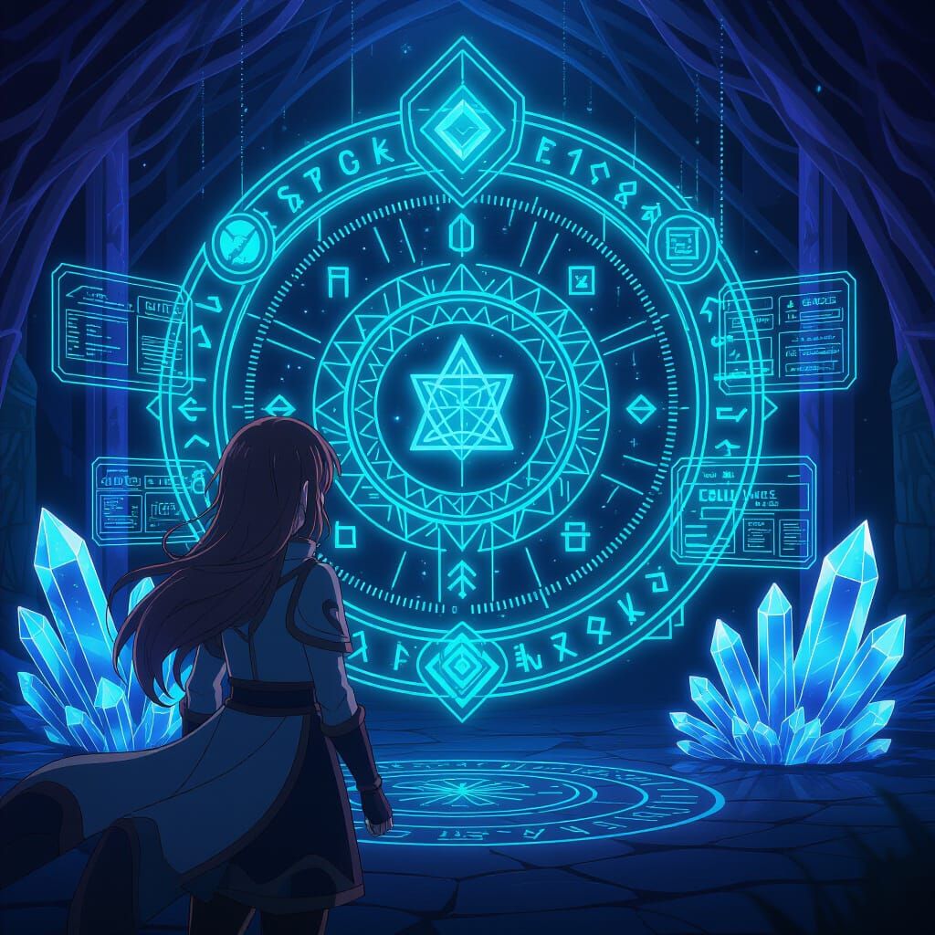 Anime Reincarnation Fantasy: Destiny Screen with Arcane Tech