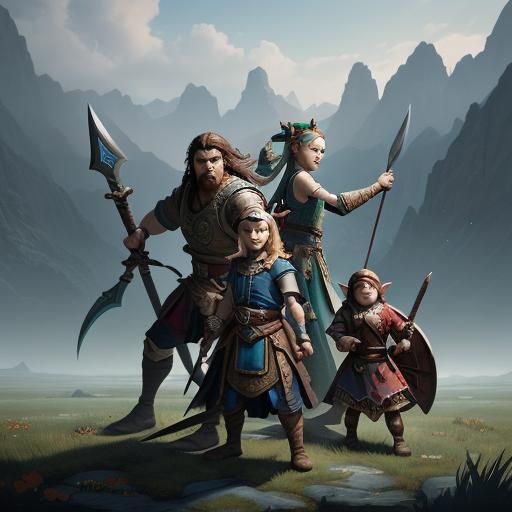 Fantasy Trio: Elf Archer, Barbarian, and Dwarf
