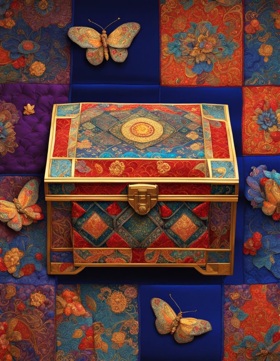 Bojagi Silk Patchwork Conceals Treasure Chest in Ornate Cham...