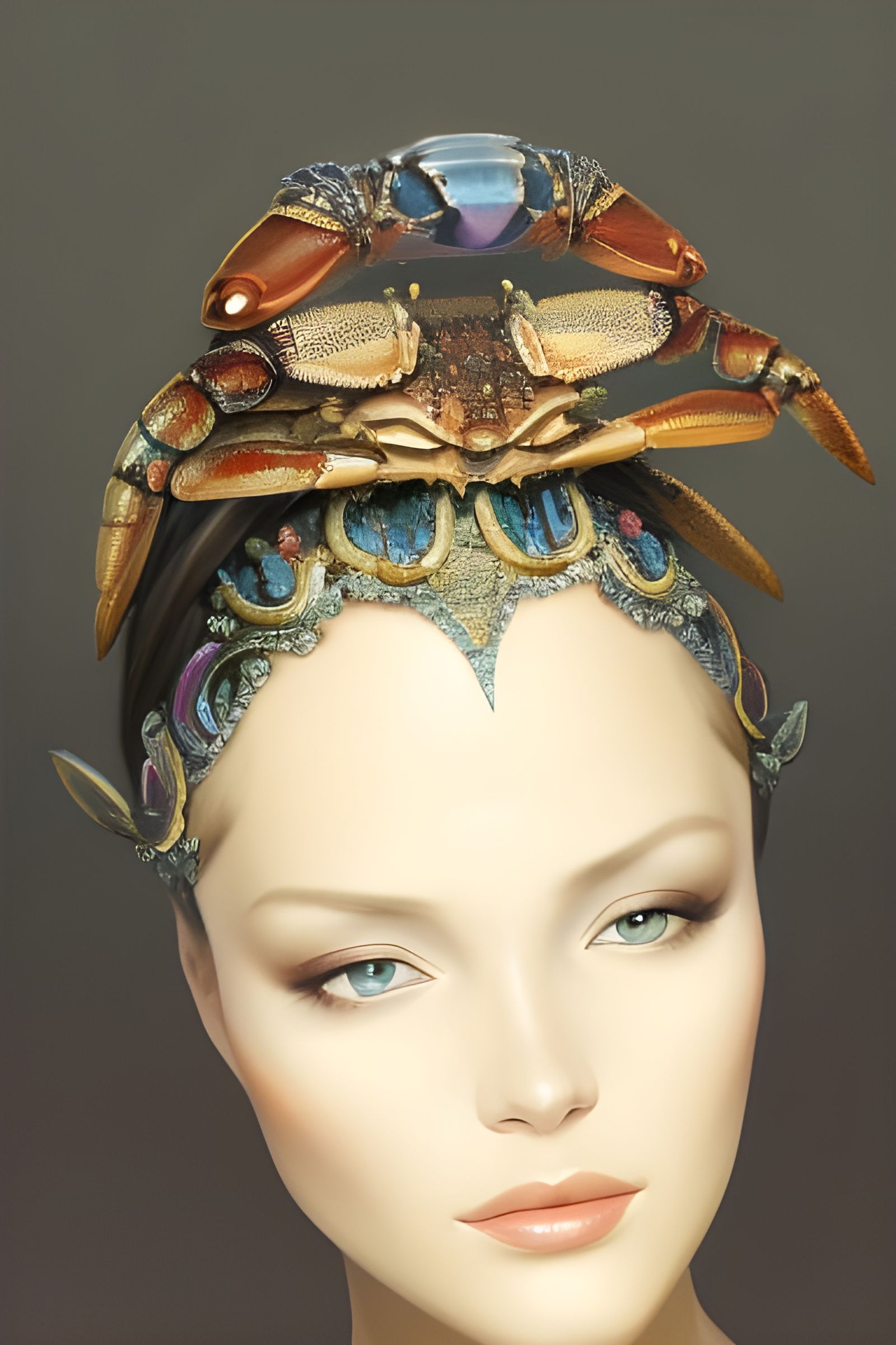 Crab Jewelry Portrait in Hyperdetailed Digital Art
