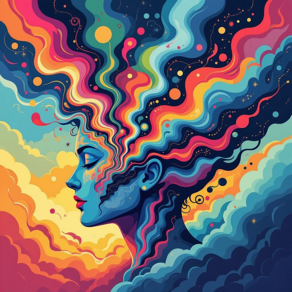 Chaotic Mind in a Vibrant Digital Illustration