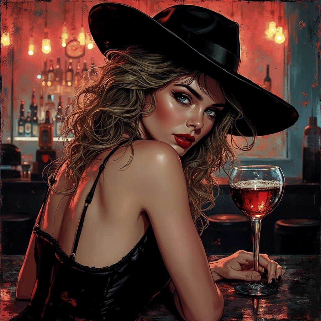 Mysterious Nightclub Hostess in Full Color