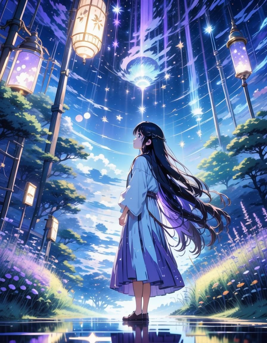 Dreamy Starry Night Sky: Anime Key Visual