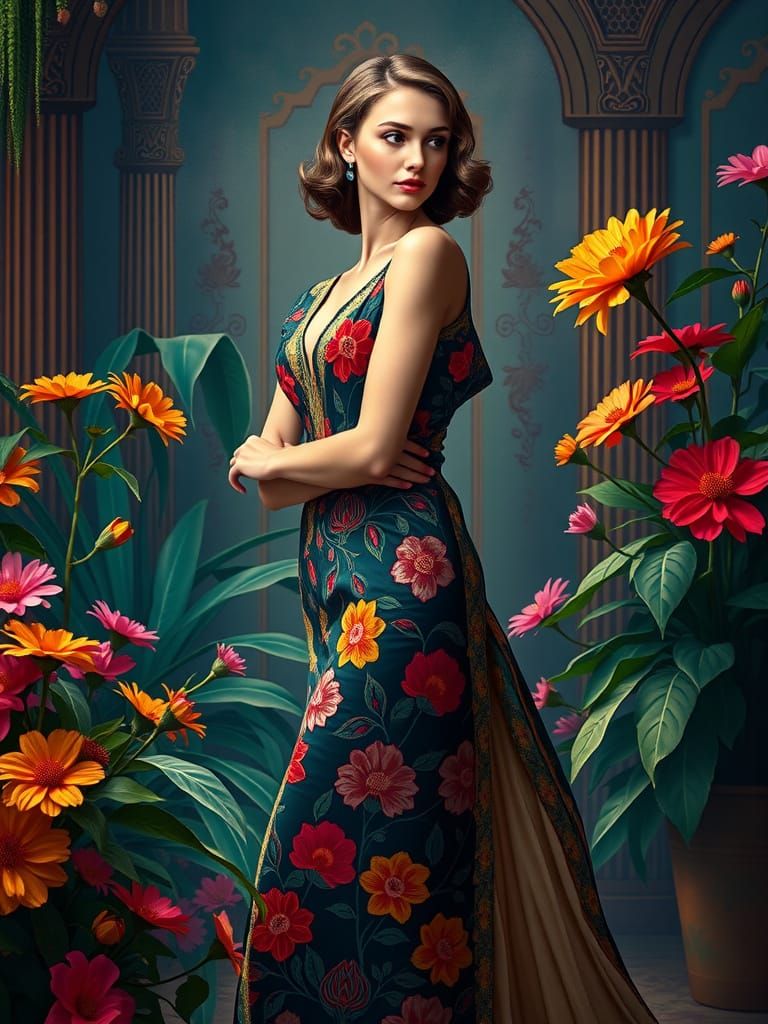 Polish Art Deco Inspired Teacher in Vibrant Surroundings