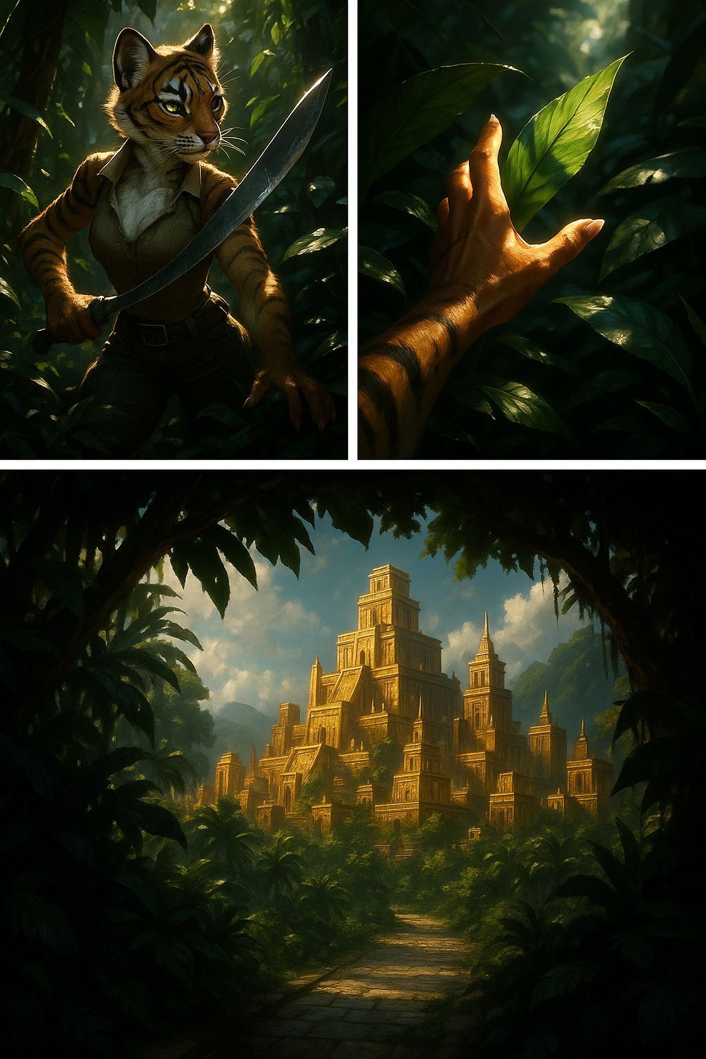 Golden Incan City with Tigress Warrior