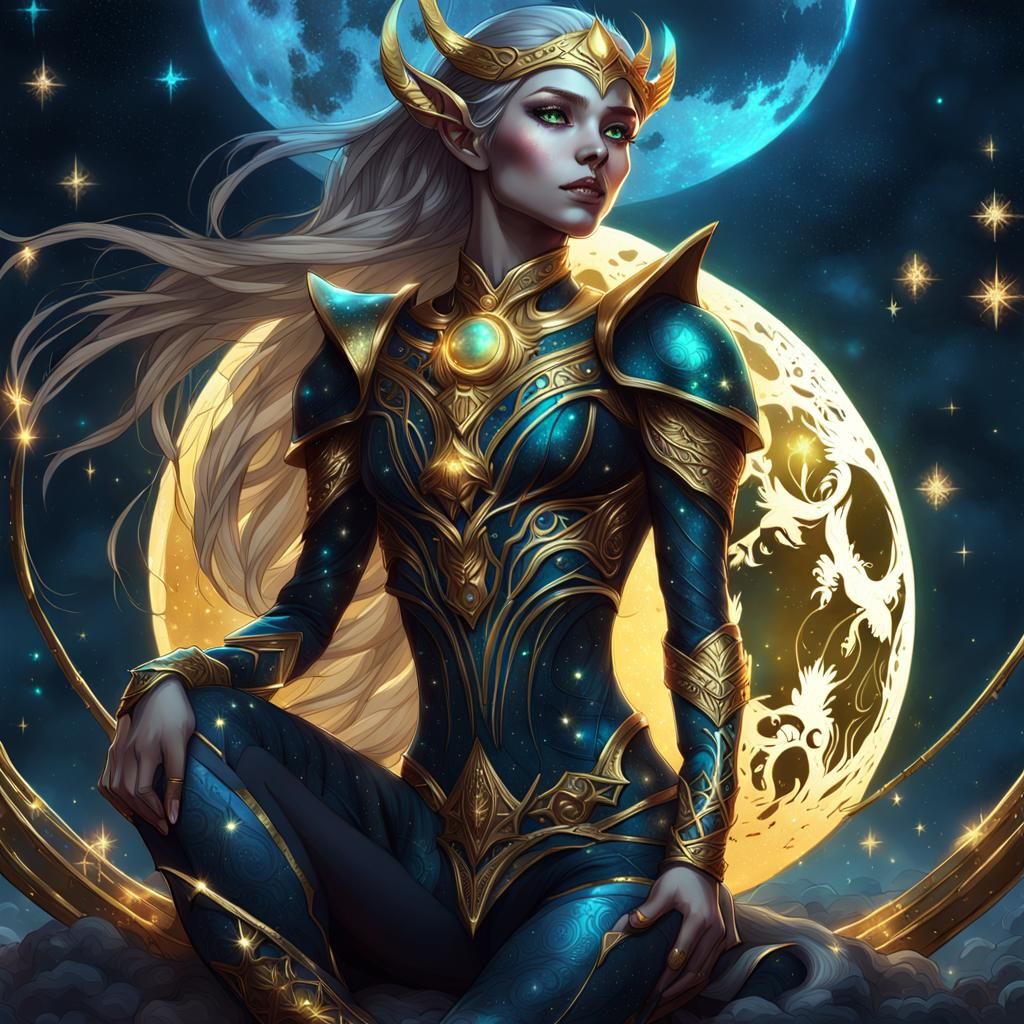 Fantasy Moon Elf on Bioluminescent Moon
