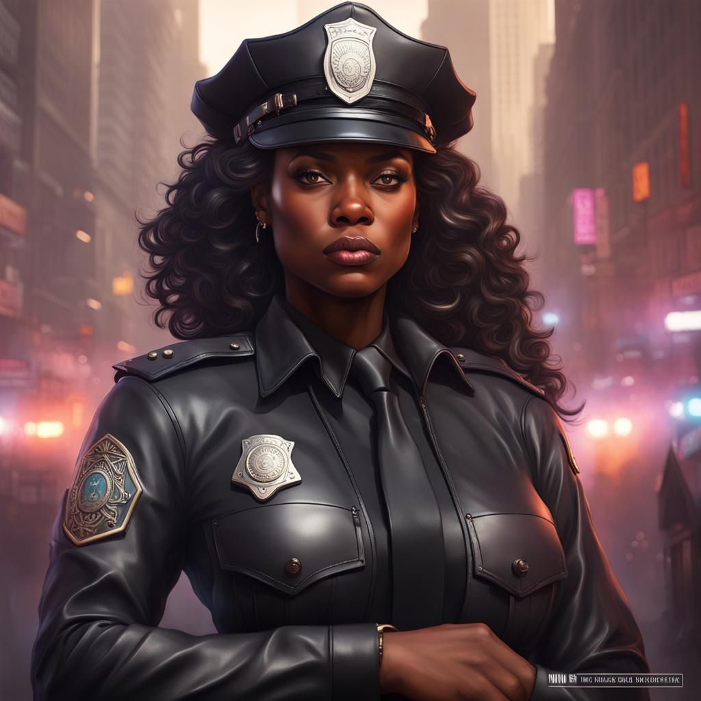 Black Women as Cops: Hyperdetailed Artstation Portrait