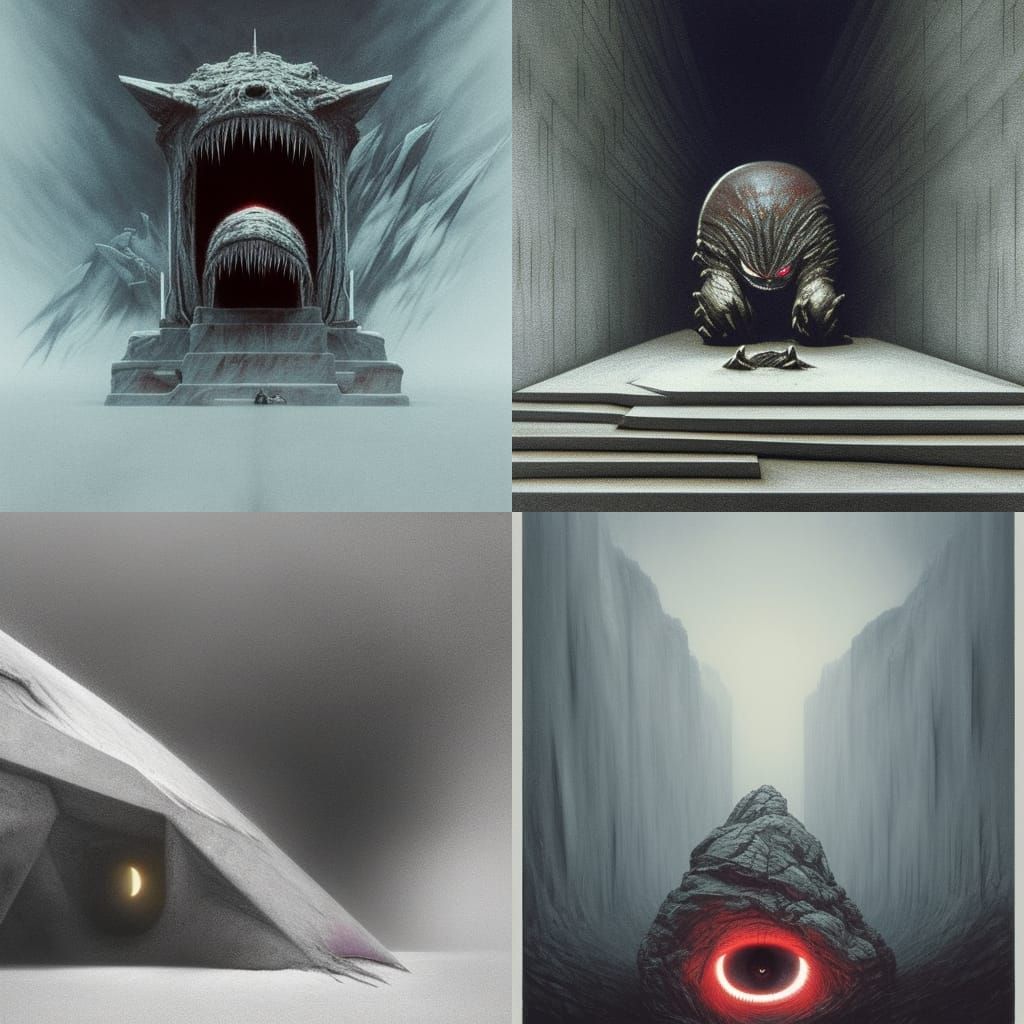 Fearsome Creature with Glowing Eyes in Dystopian Style