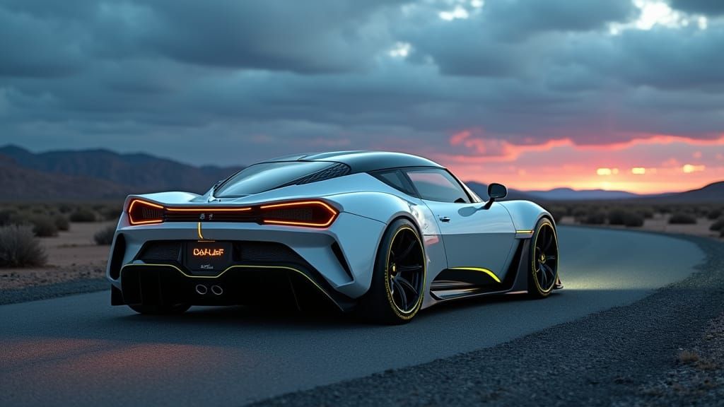 Futuristic Lotus Evora on Deserted Road