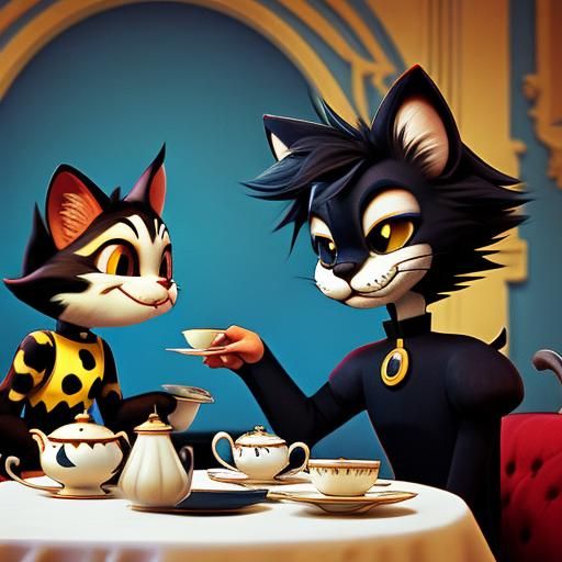 Felix and Cheshire Cat Tea Party