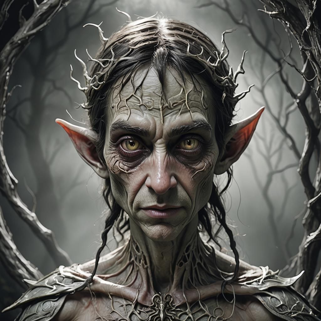 Grotesque Elf in Hypnotic Dance of Light