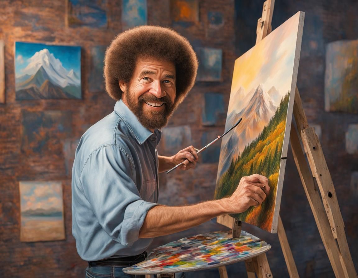 Bob Ross Painting Bob Ross: Hyperrealistic Concept Art
