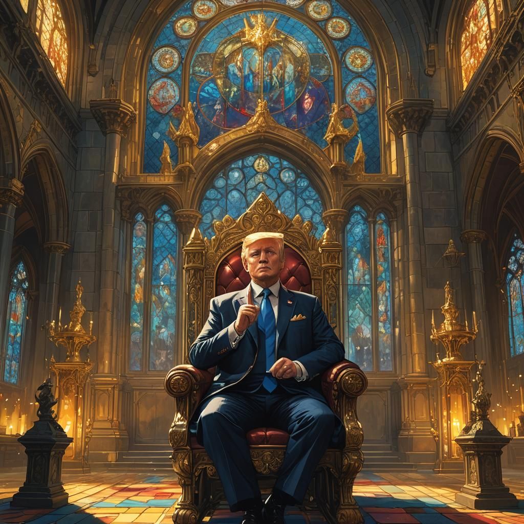 Fantasy King on Throne in Mystical Castle