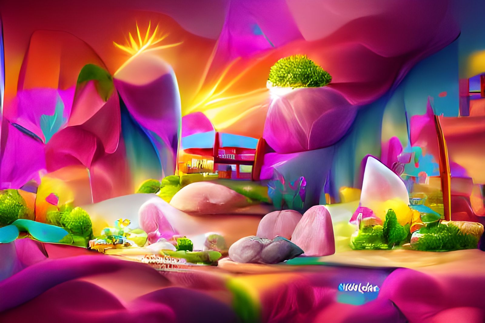 Fantasy Landscape with Volumetric Lighting in 8k