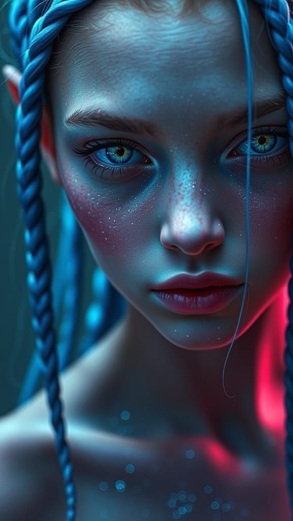 Alien Girl Portrait in 16-bit Pixel Art