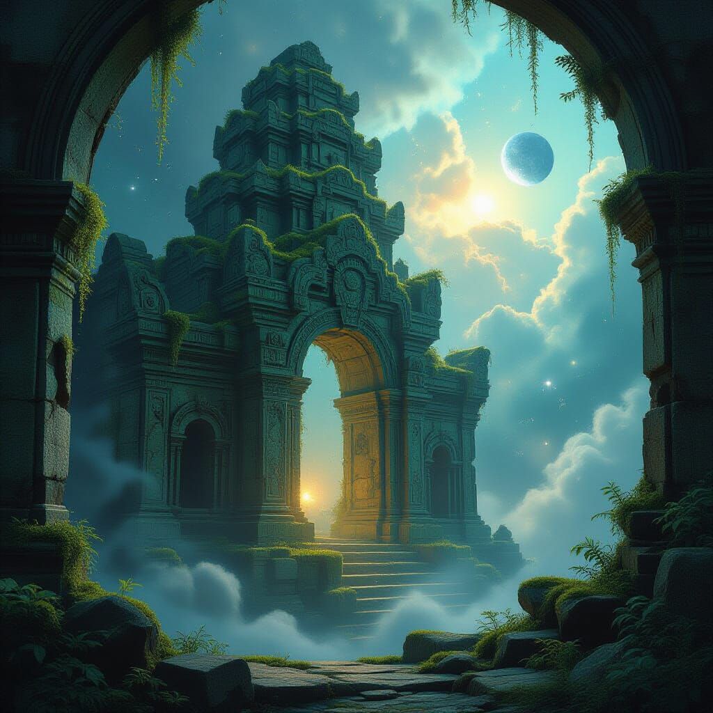 Nebula Temple: Cosmic Fantasy Matte Painting