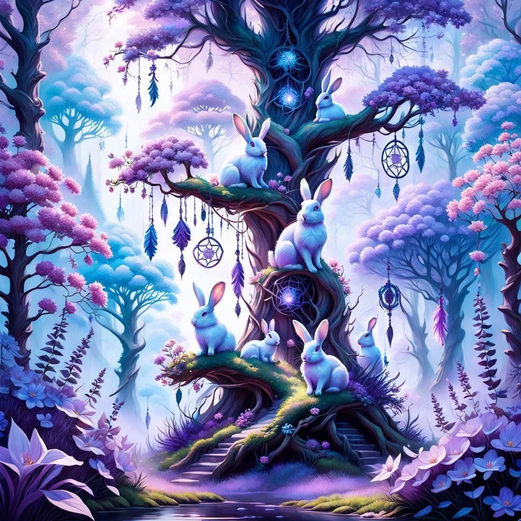 Dreamscape: Rabbits in Ethereal Fantasy Art