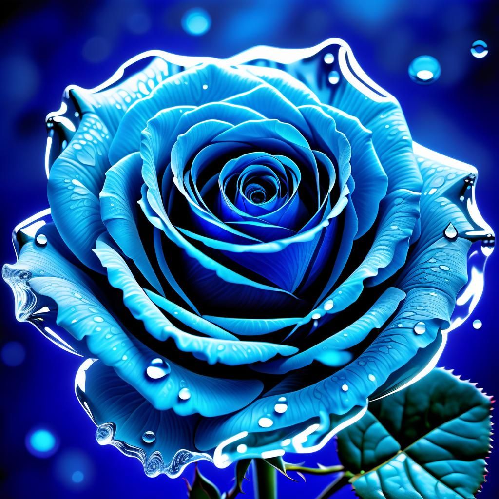 Magic Blue Rose in Galactic Landscape