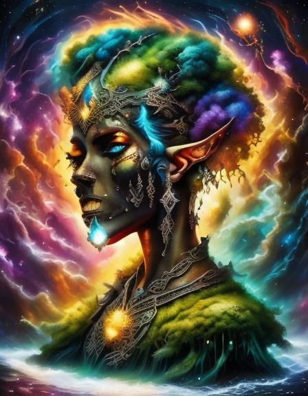 Gothic Elf in Dark Romantic Fantasy Style