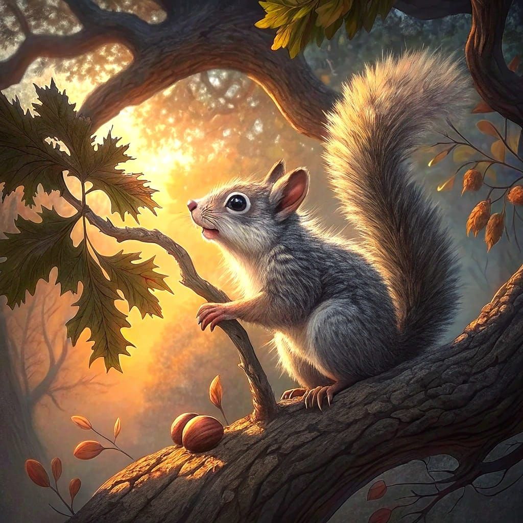 Agile Squirrel's Acorn Quest on Ancient Oak