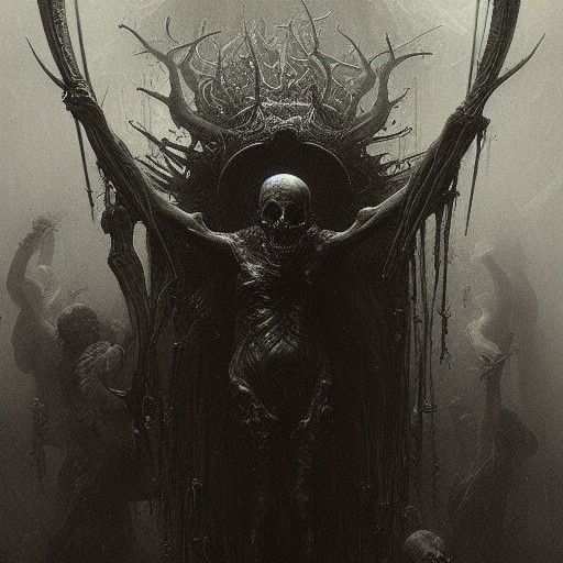 Horrific Depiction of Death in Dark Fantasy Style