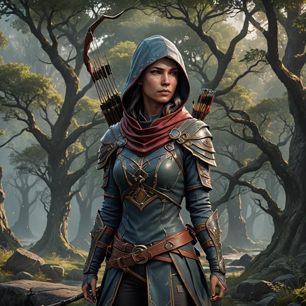 Fantasy Archer in Detailed Matte Painting