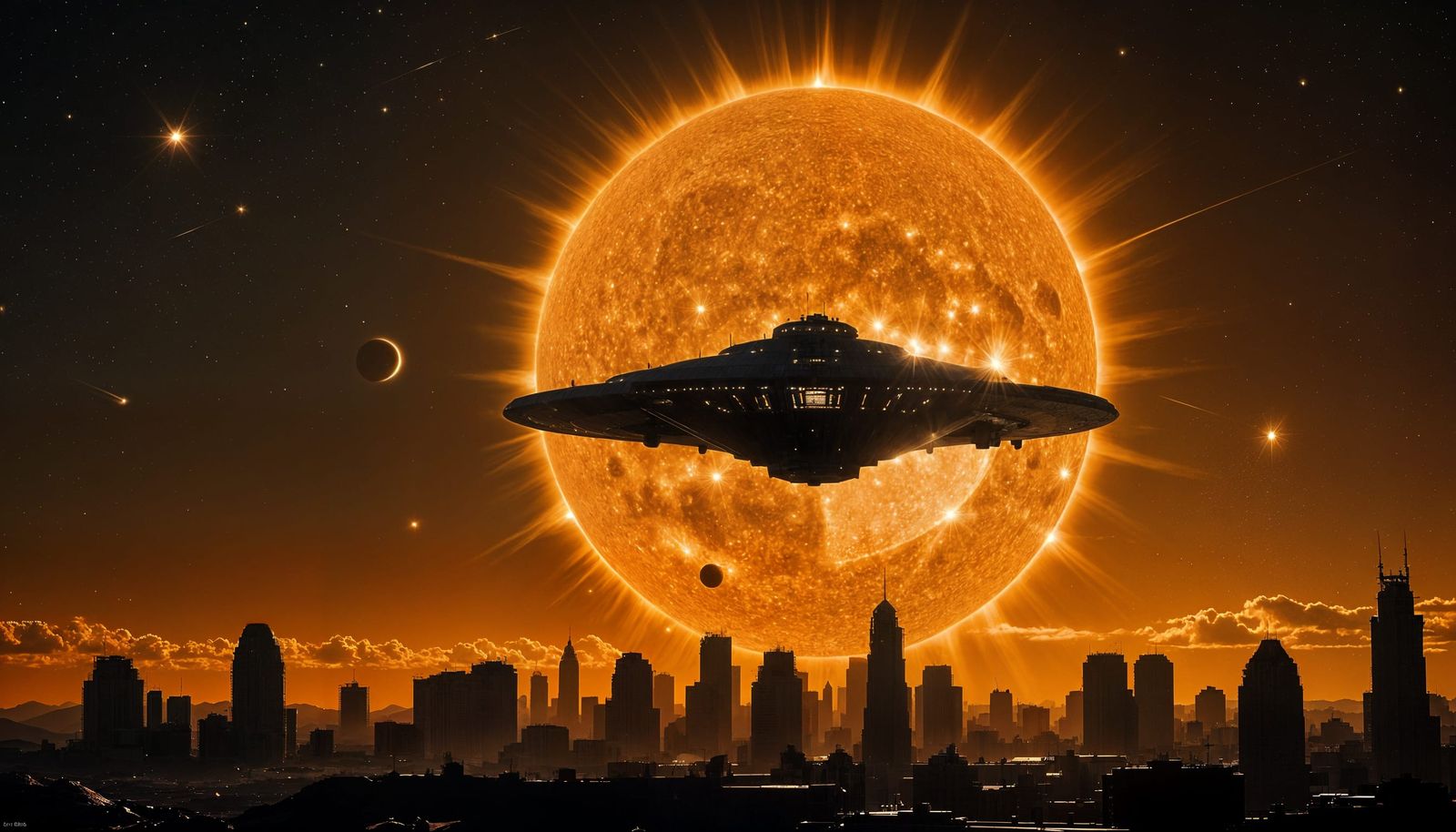 Starship Silhouette Against the Sun