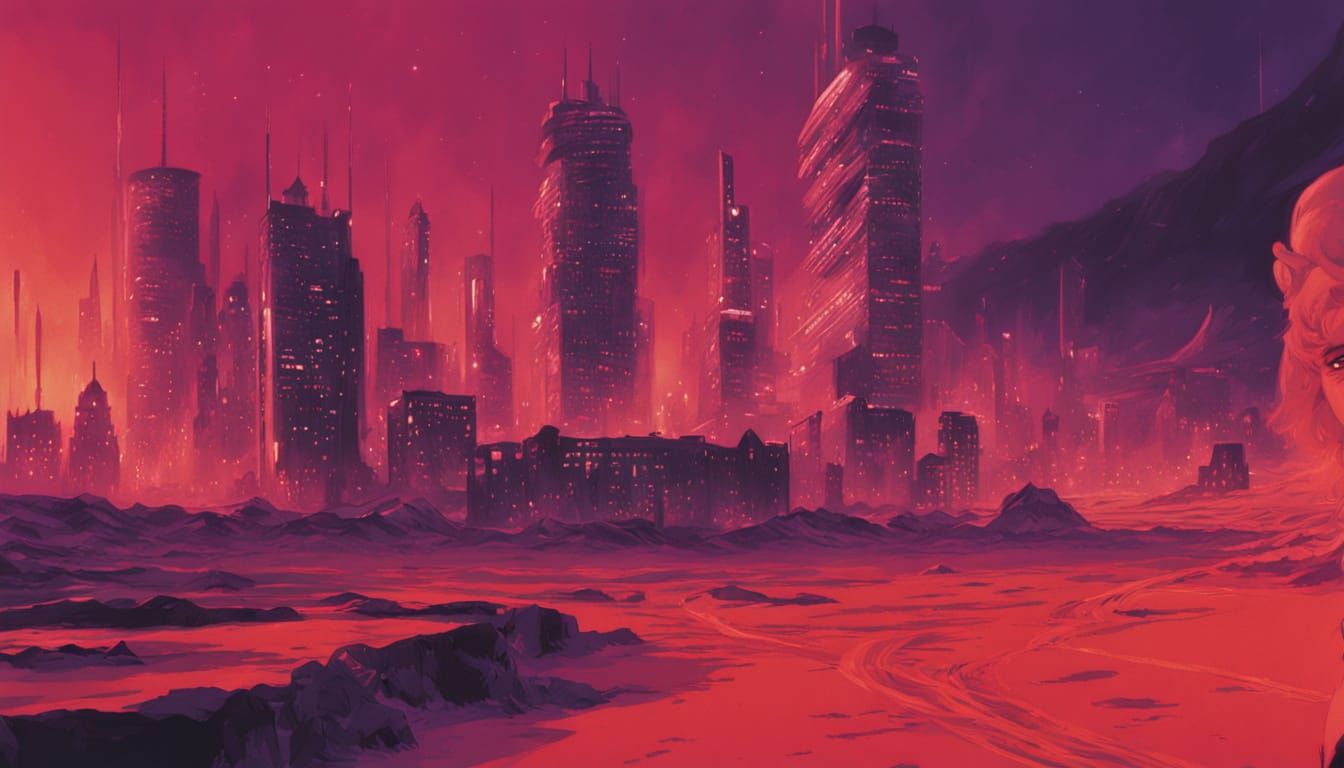 Cyberpunk Marilyn Monroe Towers in Neon Sprawl