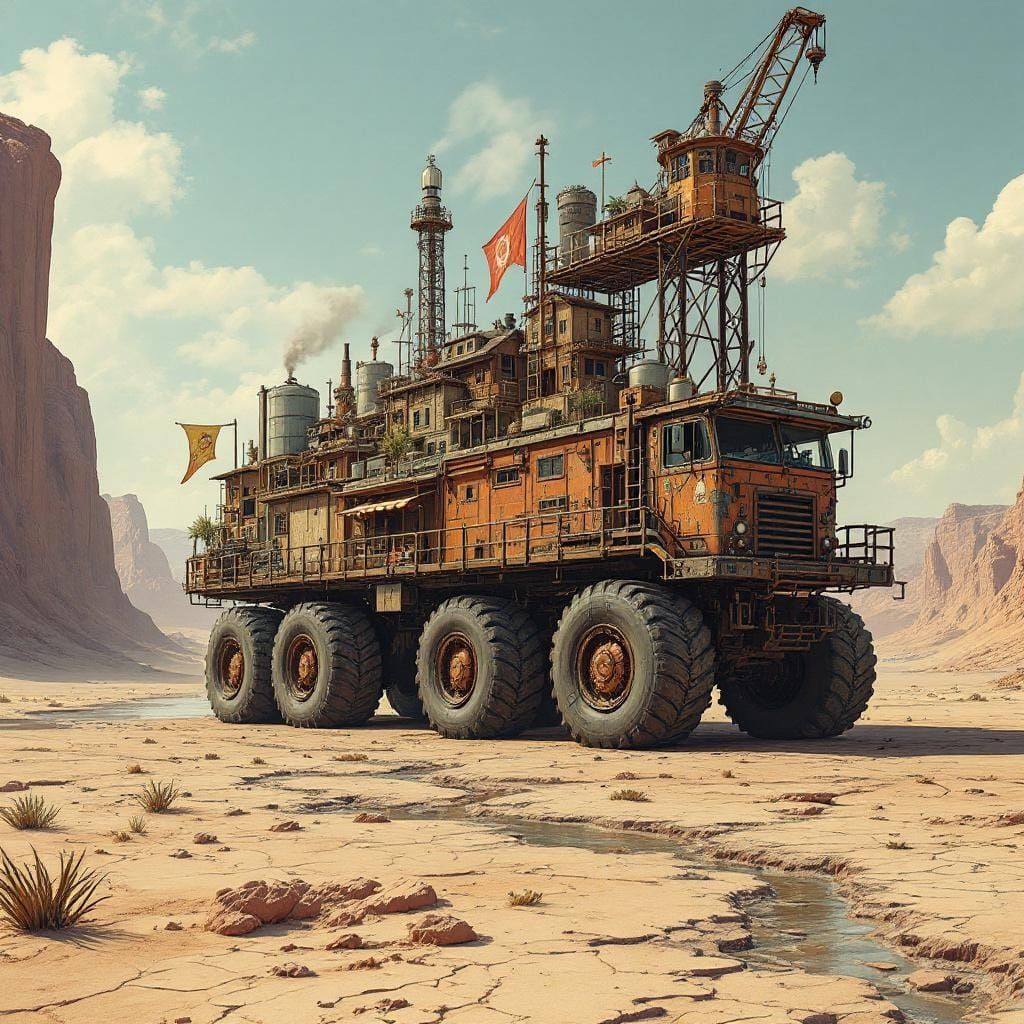 Post-Collapse Desert Transport With Mobile Settlement