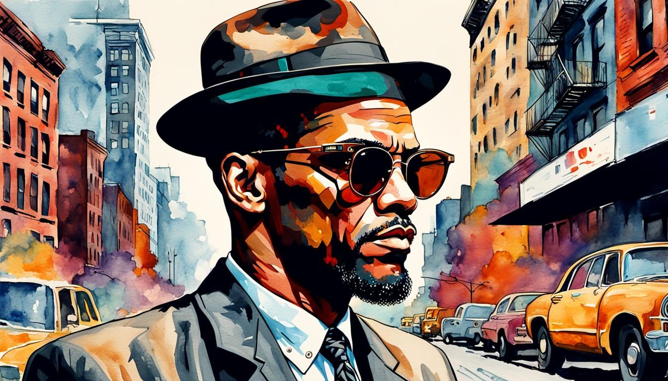 Malcolm X Pop Art Watercolor Portrait in Harlem