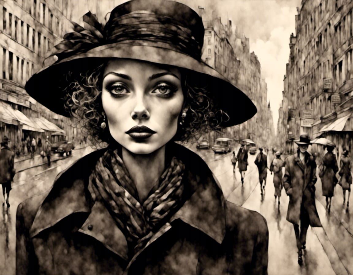 City Street Scene in Comic Book Style