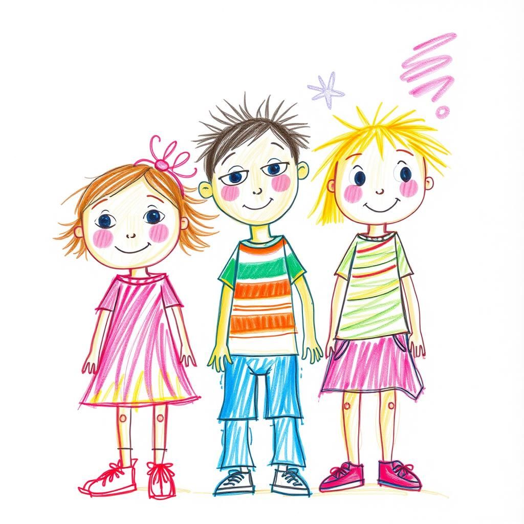 Children's Drawing: Kids with Disabilities in Naive Style