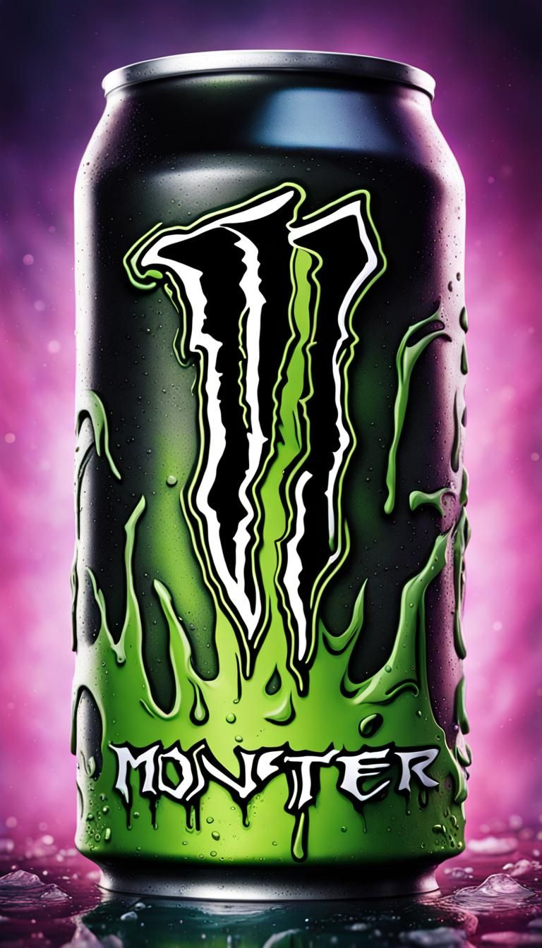 Ice-Cold Monster Energy Drink: Hyperrealistic Digital Art