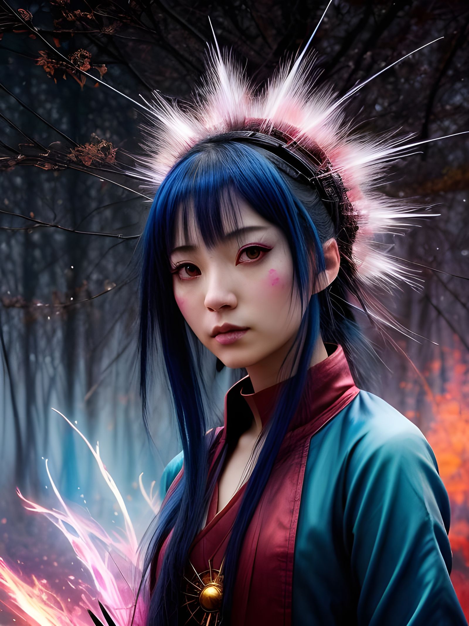 Anime Fire Goddess Avatar in Watercolor Style